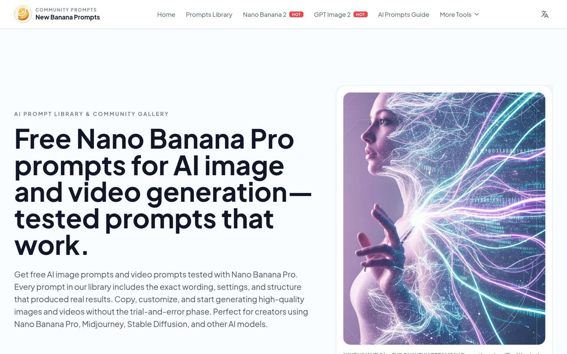 100% Free Nano Banana Pro Prompts — New Banana Prompts screenshot