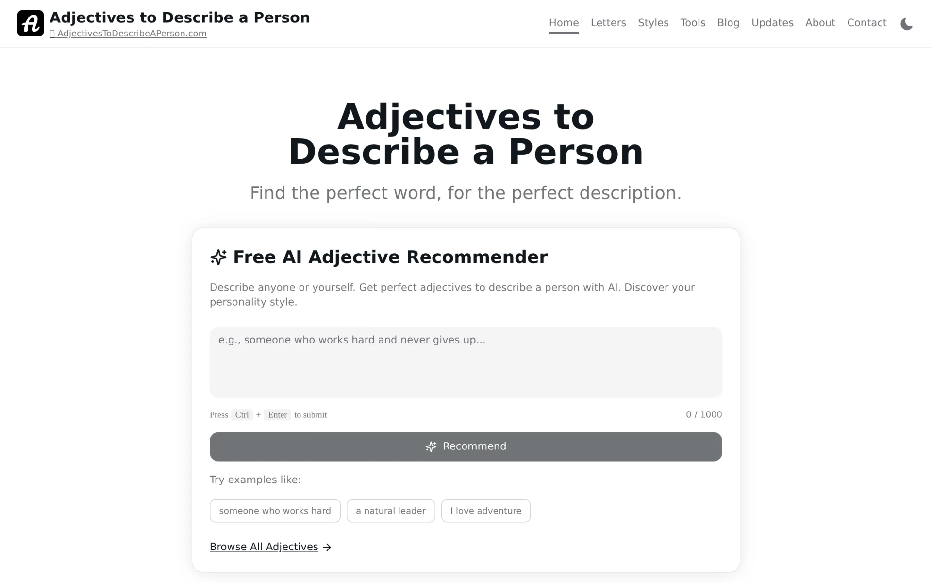 Adjectives to Describe a Person screenshot