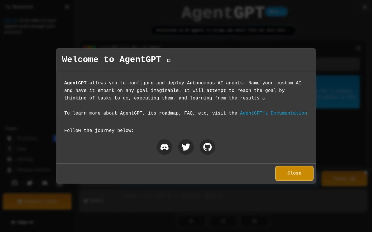 AgentGPT screenshot
