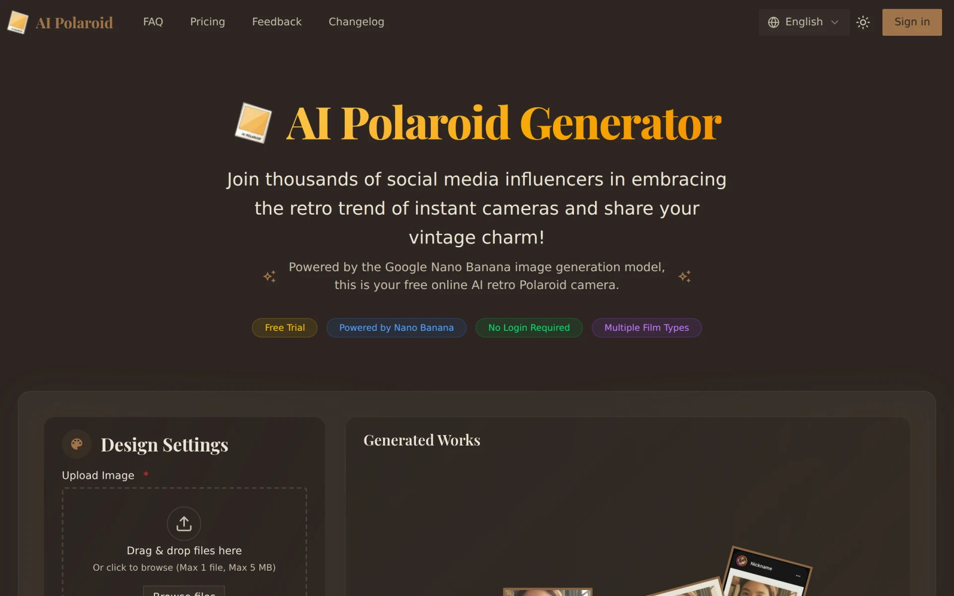 AI Polaroid screenshot