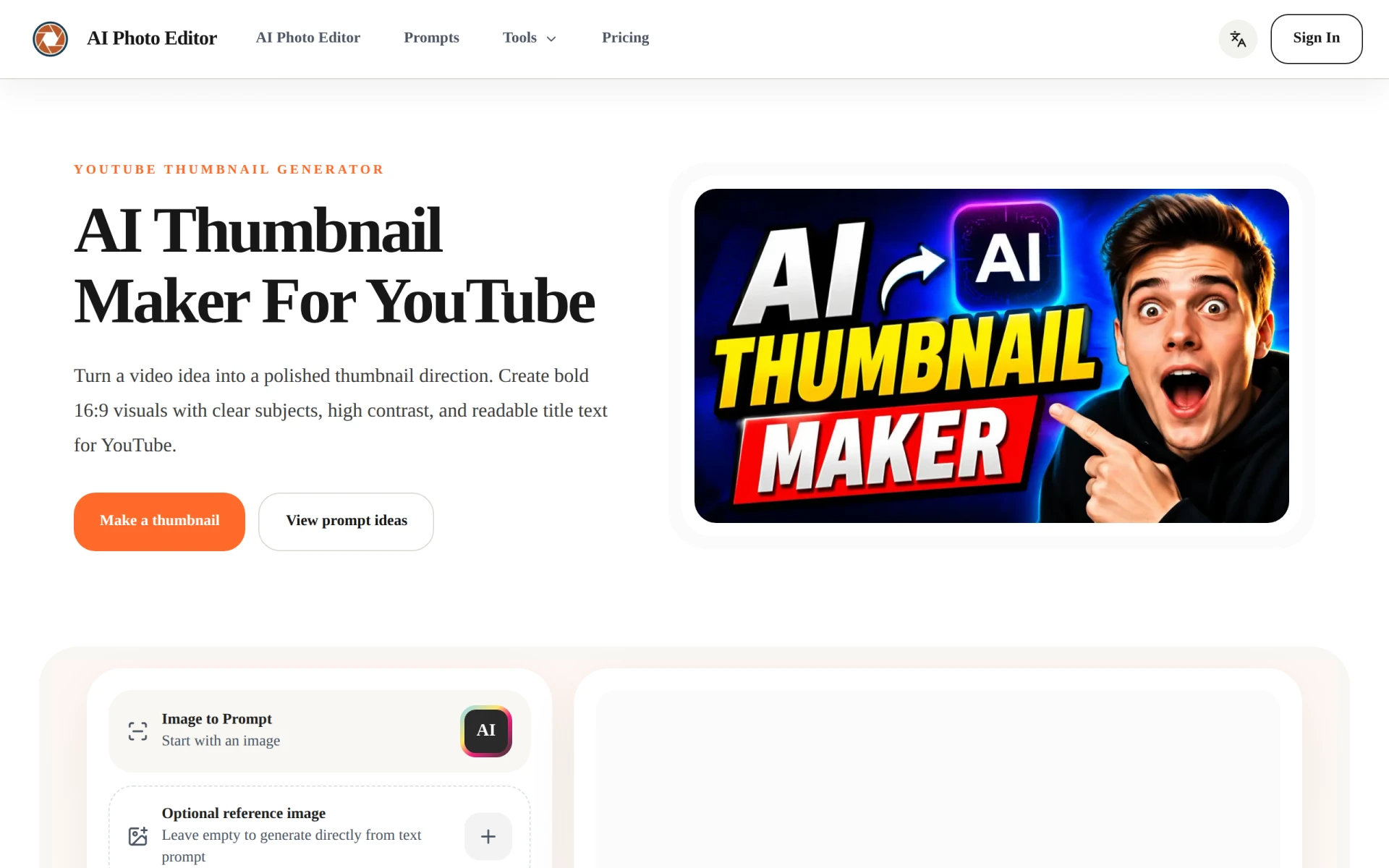 AI Thumbnail Generator screenshot