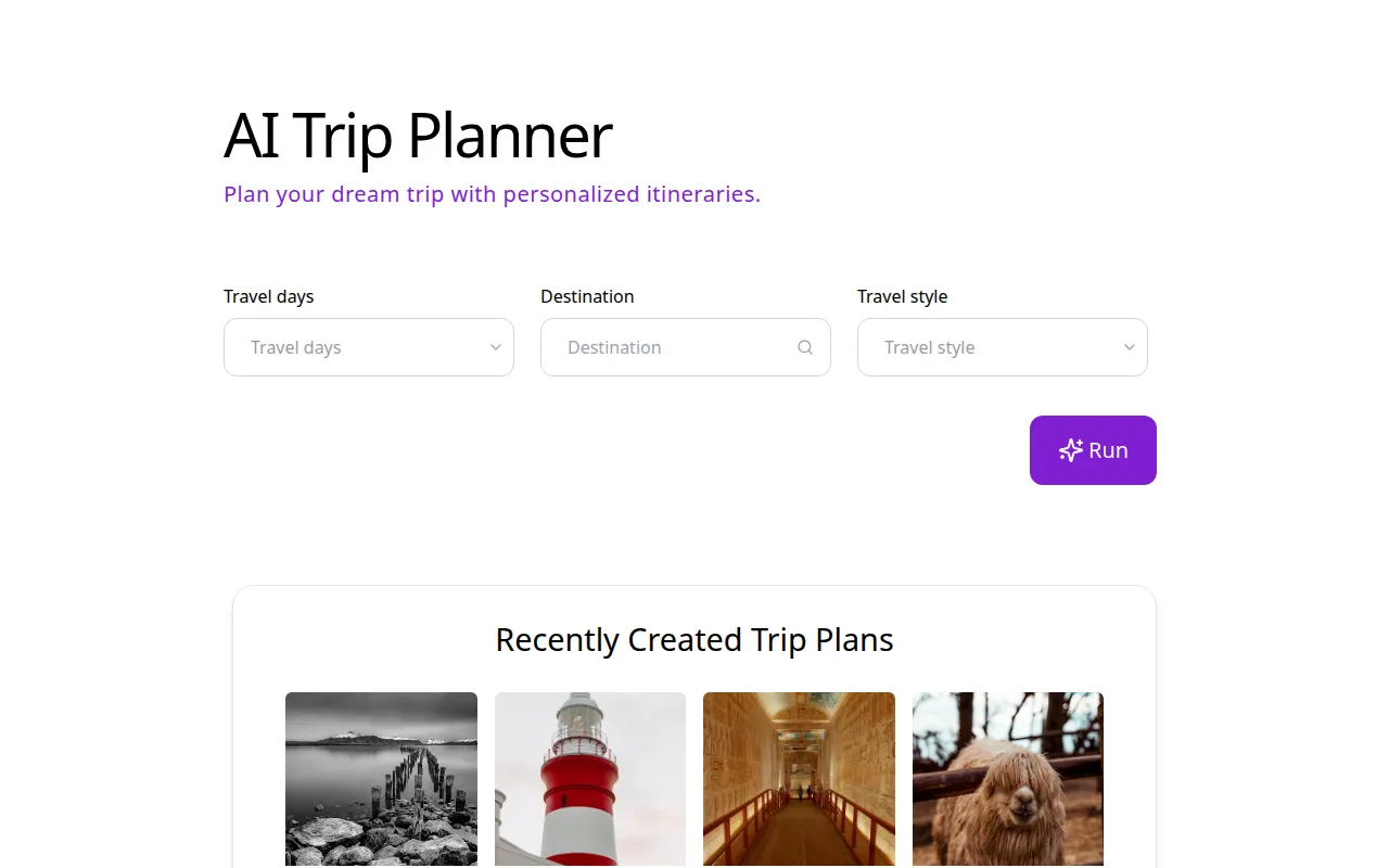 AI Trip Planner screenshot
