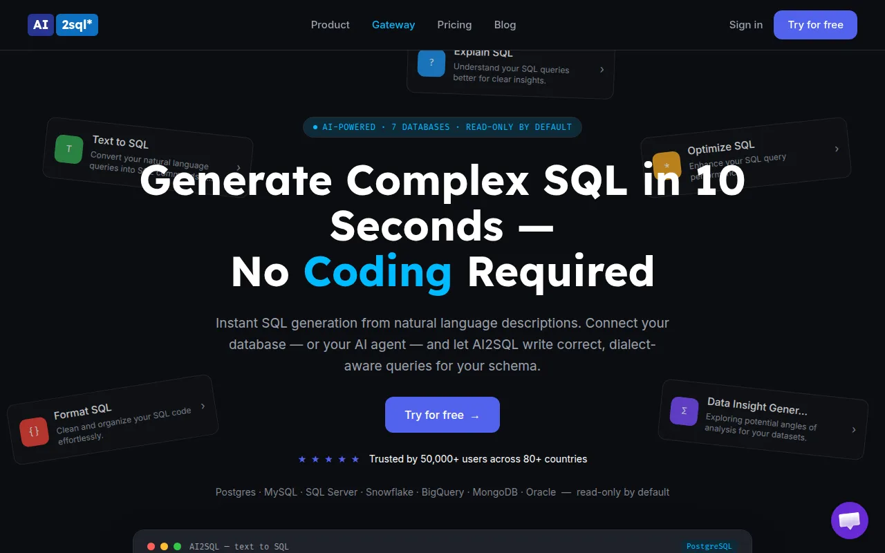 AI2sql screenshot