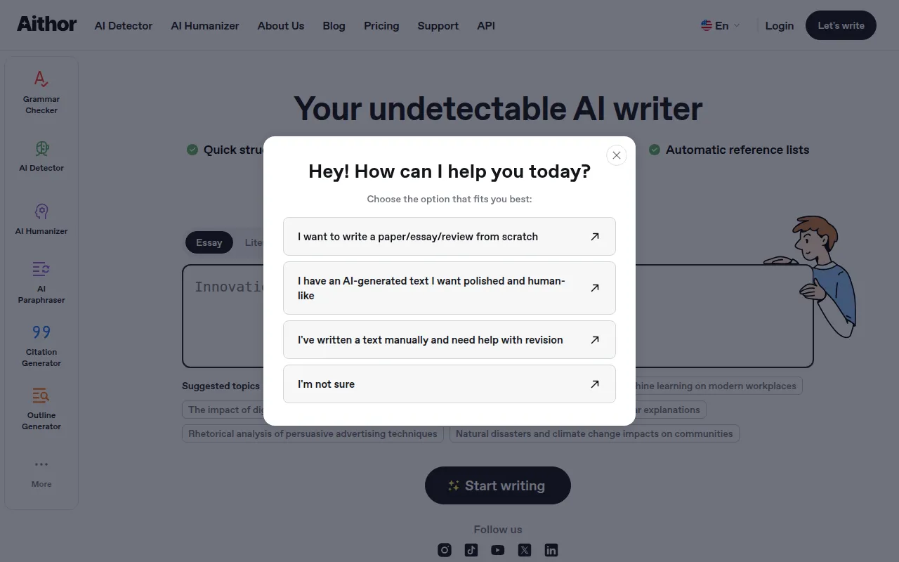 Aithor screenshot