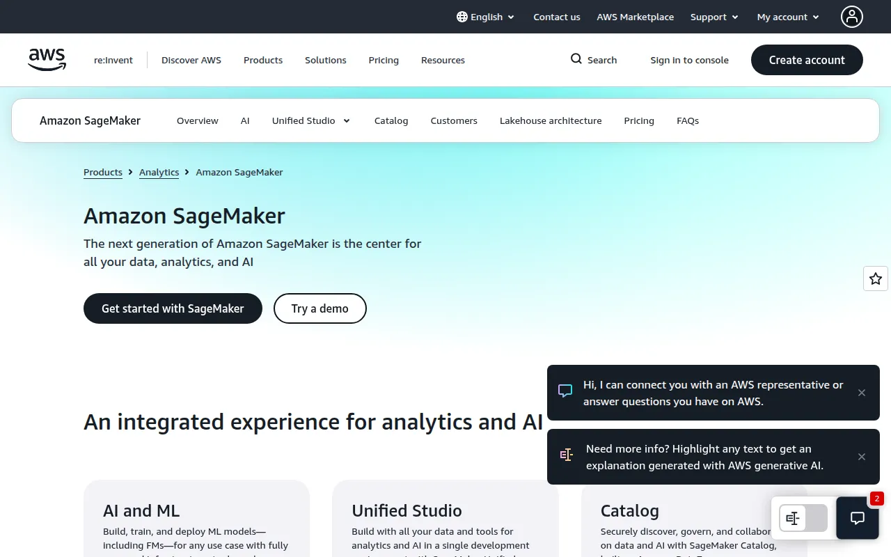 Amazon Sage Maker screenshot
