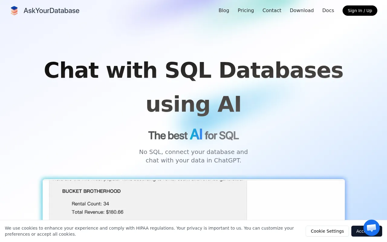 AskYourDatabase screenshot