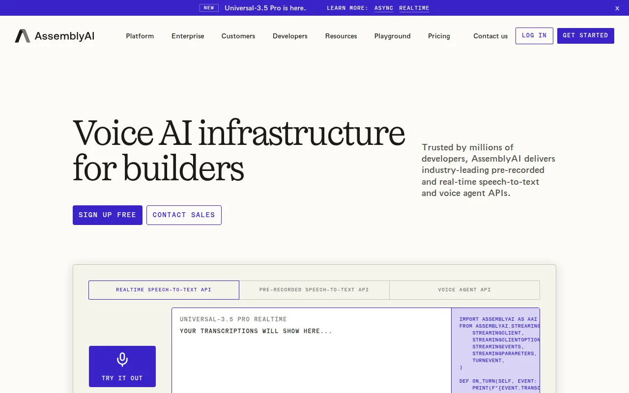 AssemblyAI screenshot