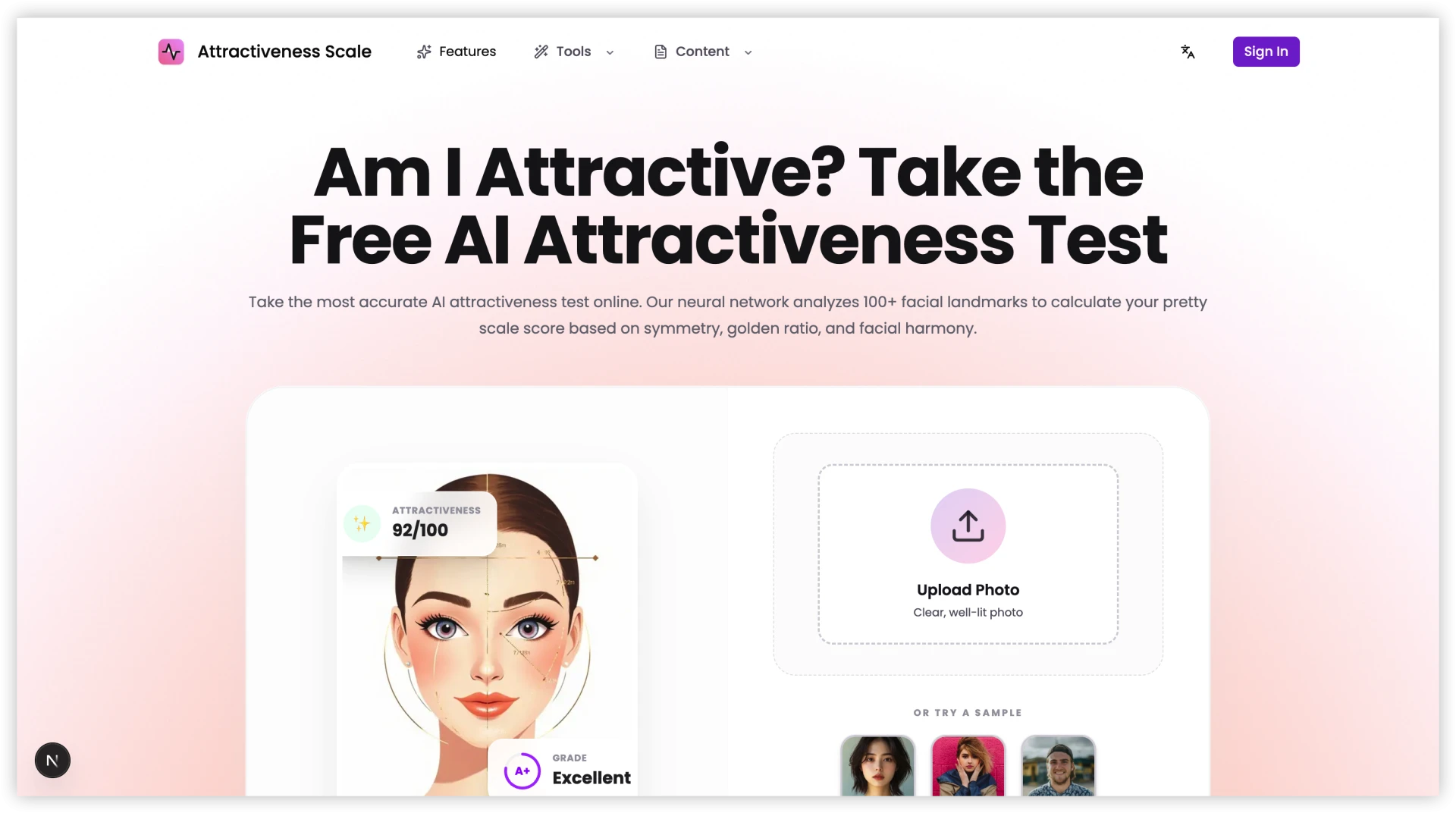 attractiveness test screenshot