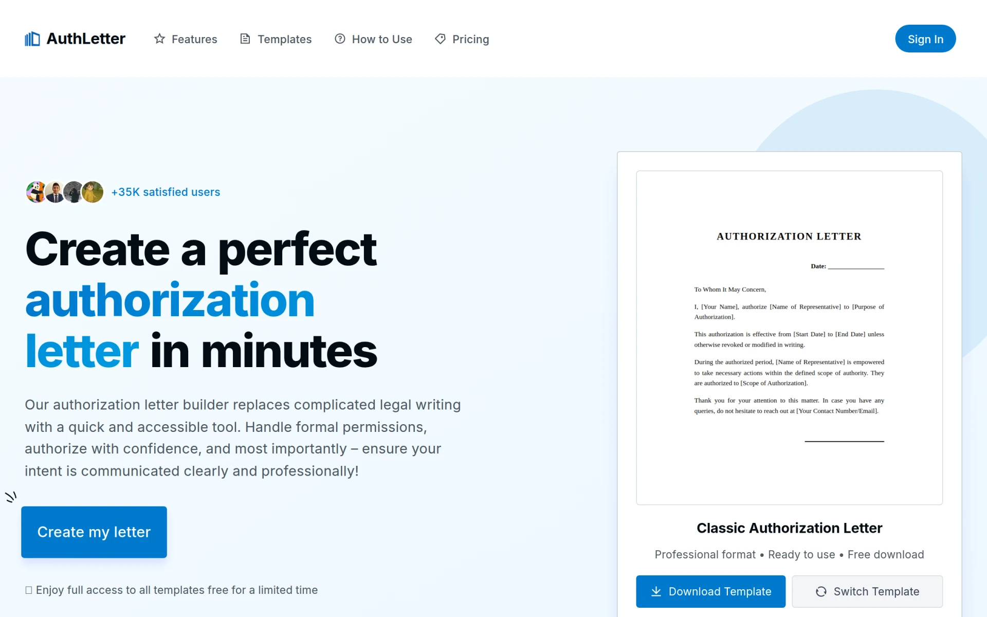 AuthLetter screenshot