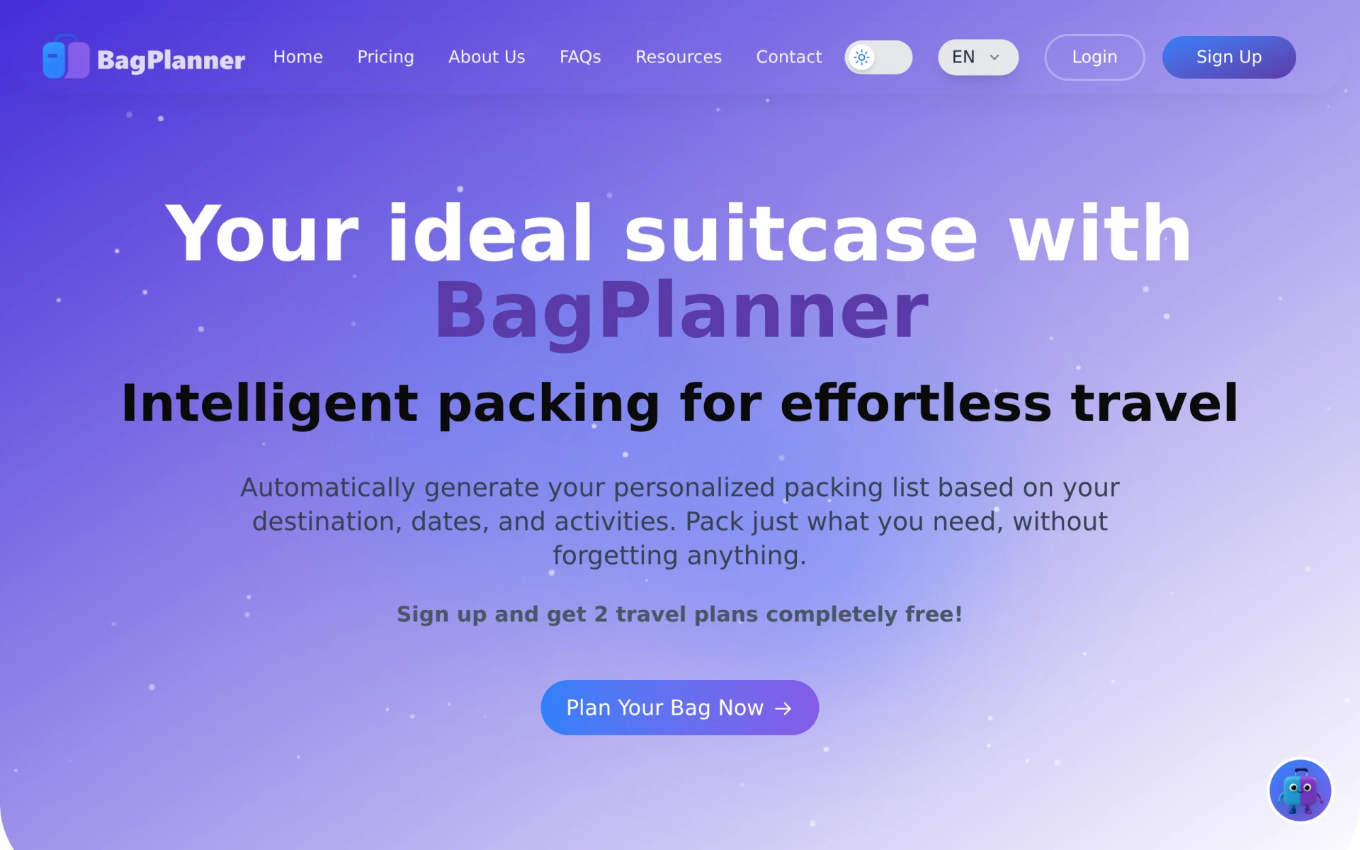 BagPlanner screenshot