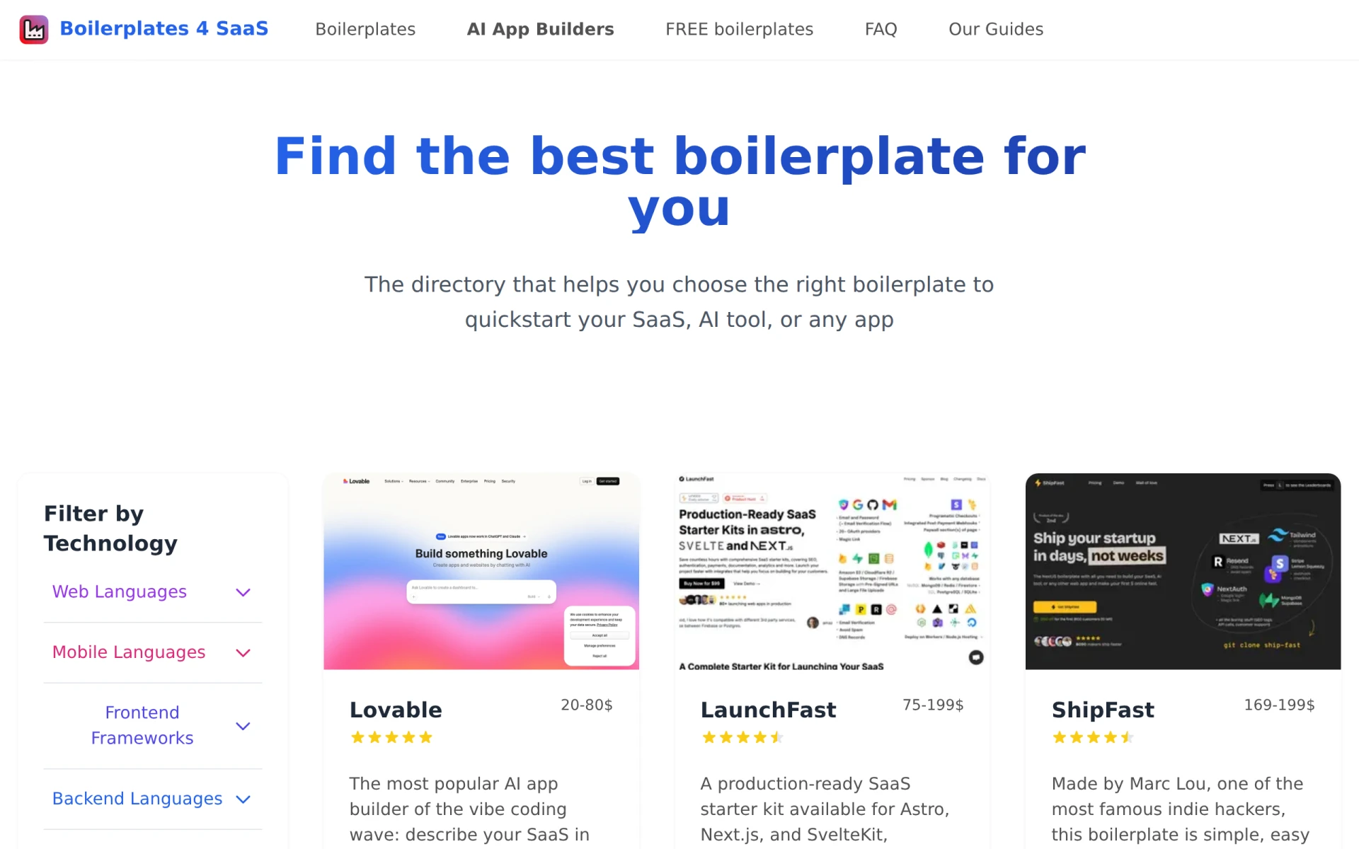 Boilerplates 4 SaaS screenshot