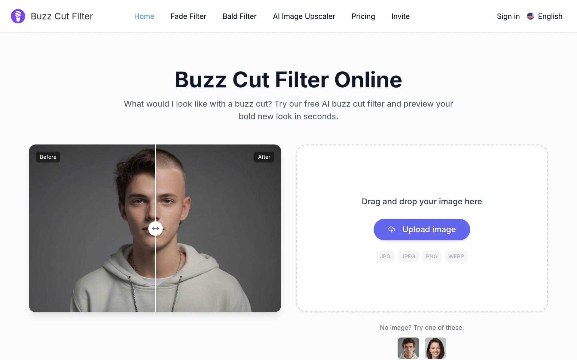 Buzz Cut Filter Online screenshot