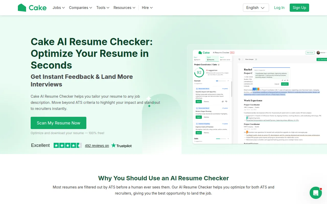 Cake Resume Checker screenshot