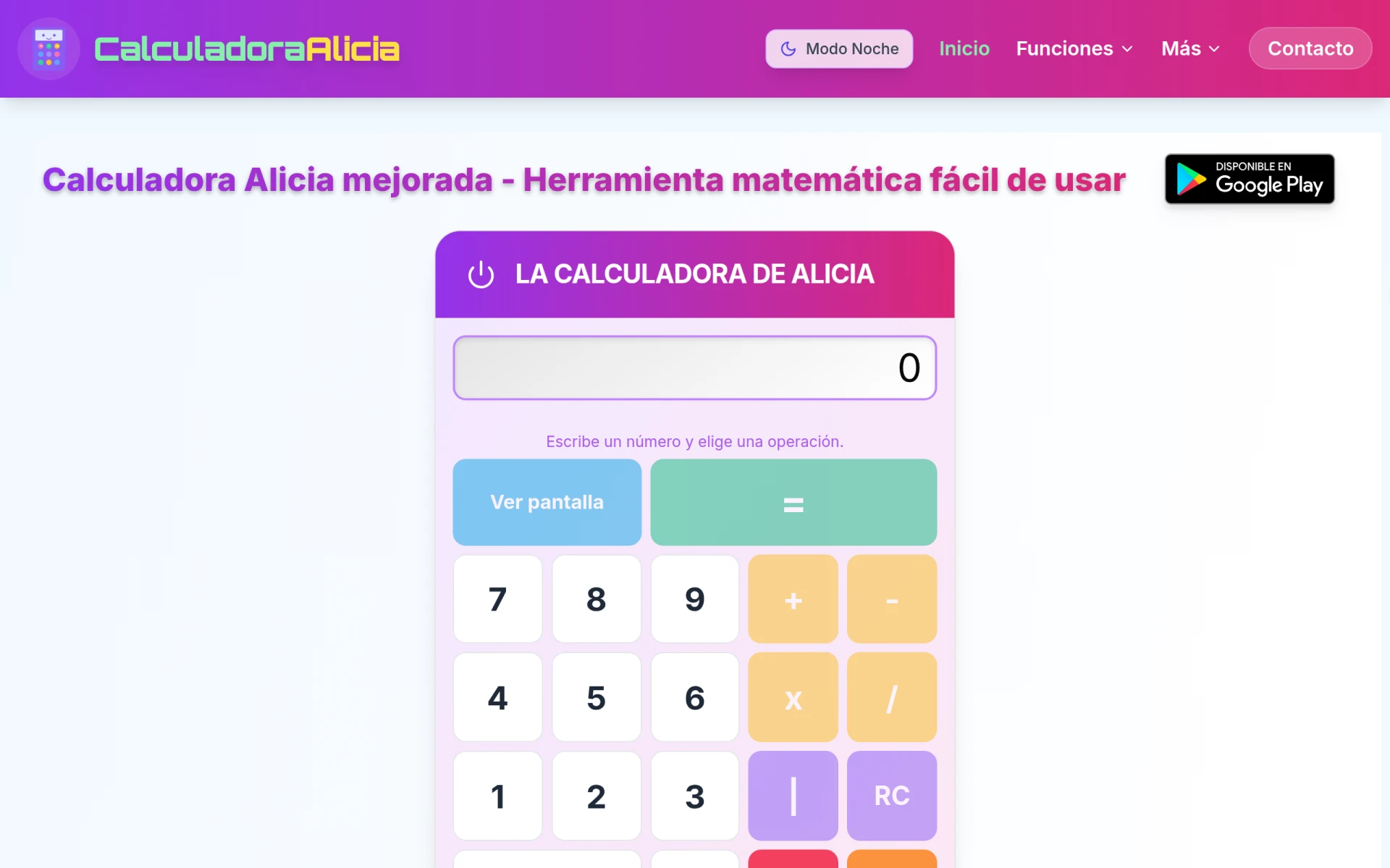 Calculadora Alicia screenshot