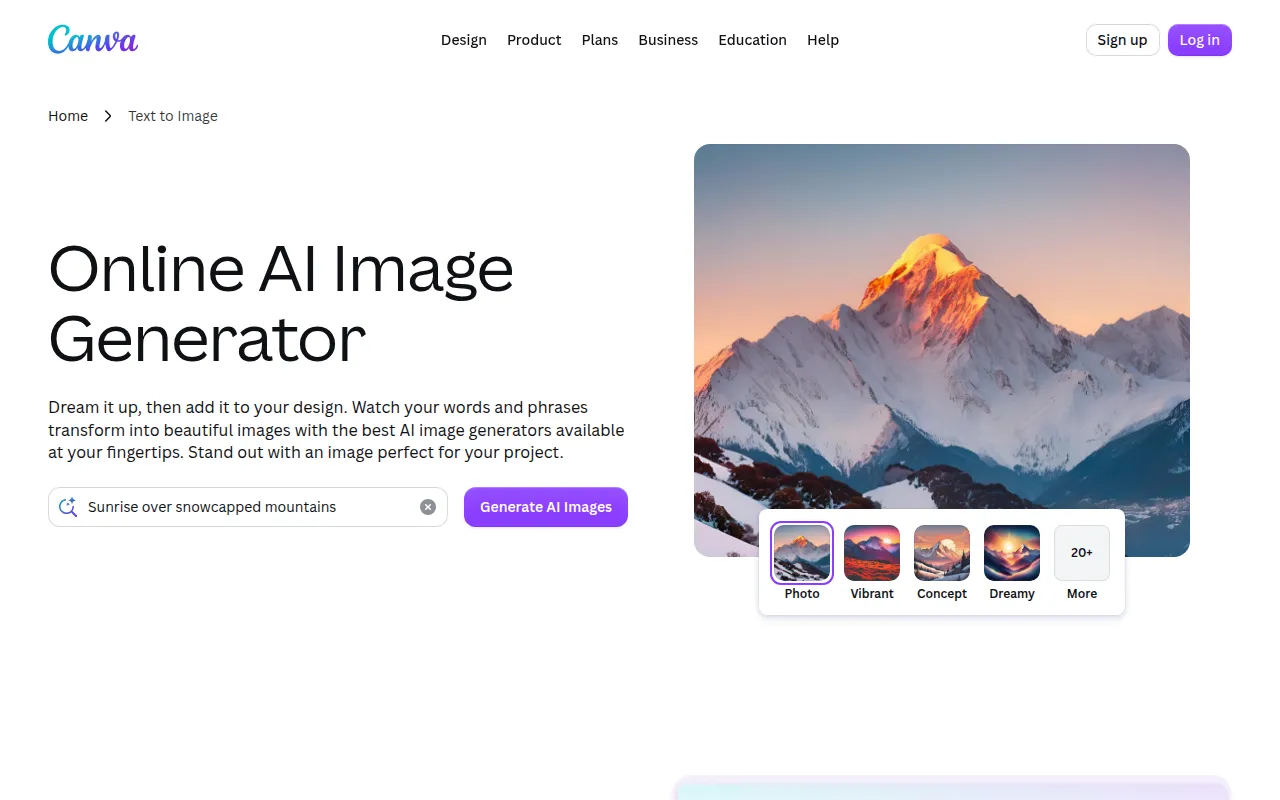Canva Text to Image screenshot