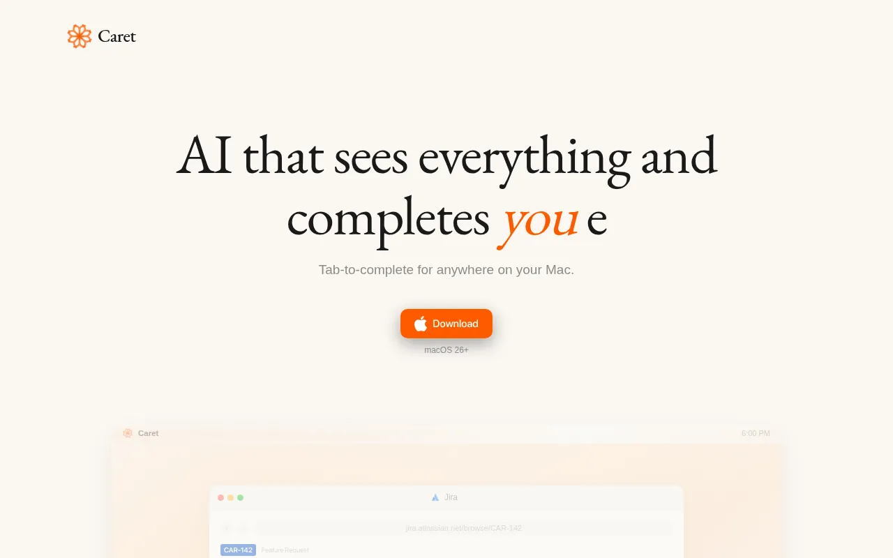 Caret screenshot