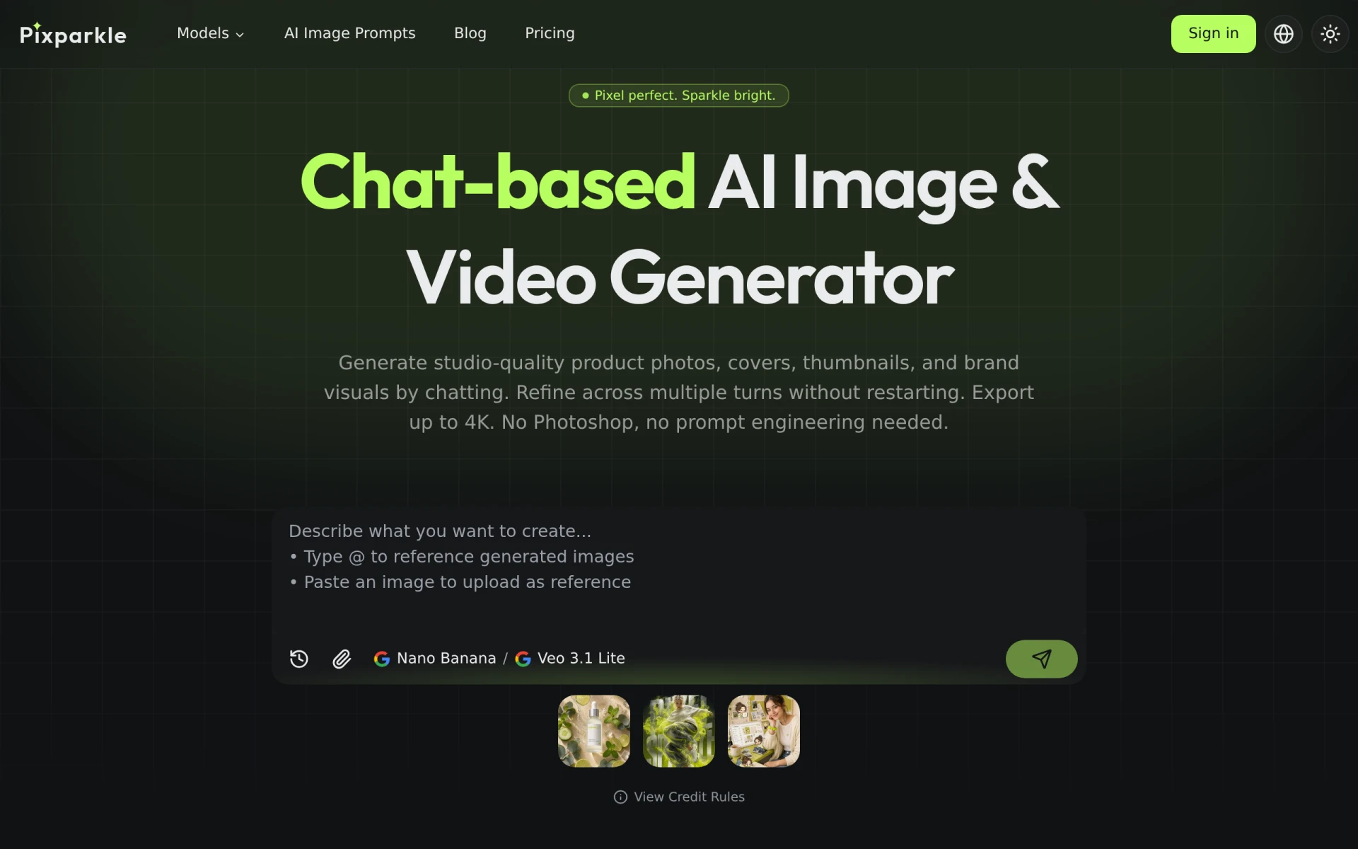 Chat-based AI Image Generator | Pixparkle screenshot