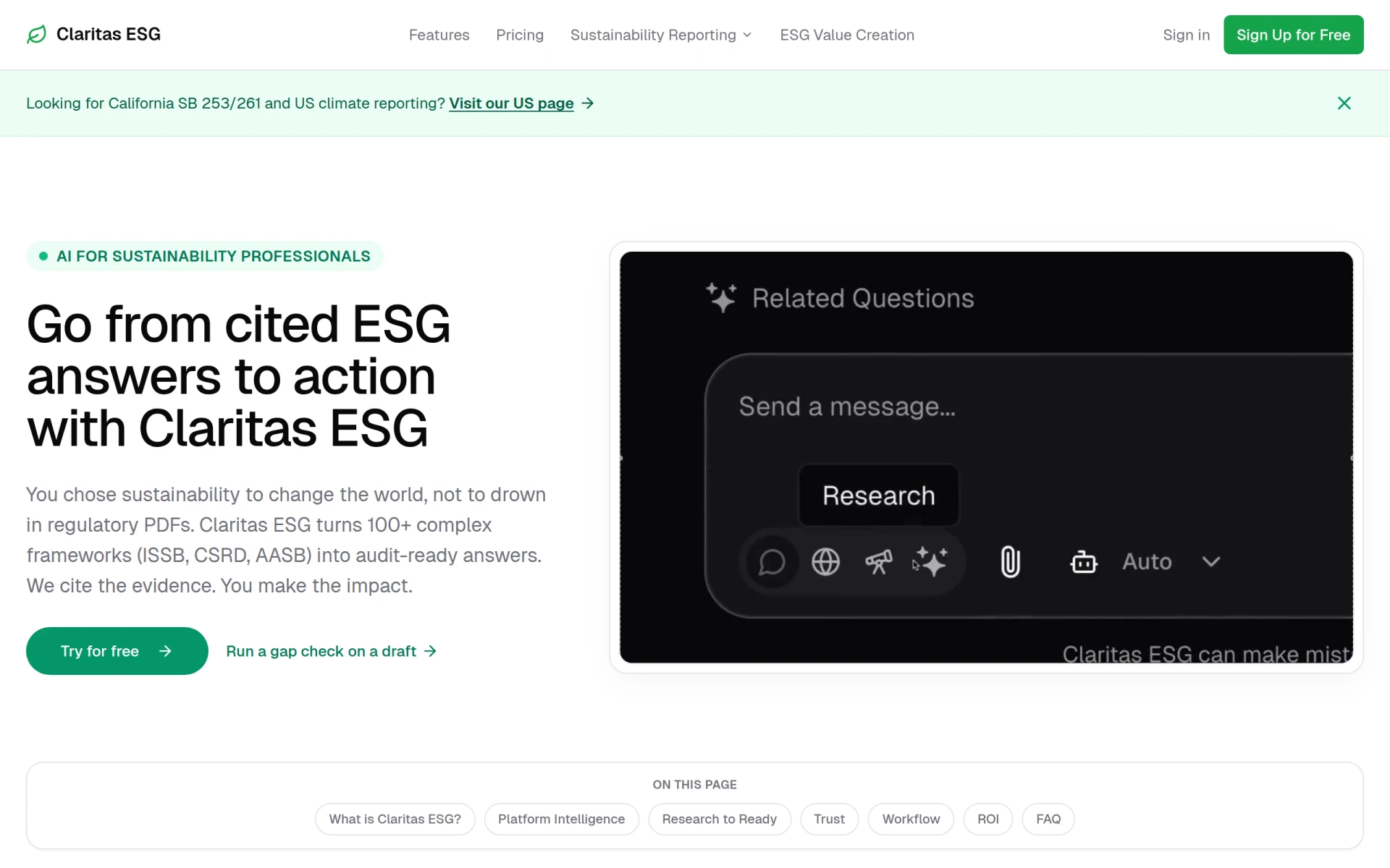 Claritas ESG screenshot