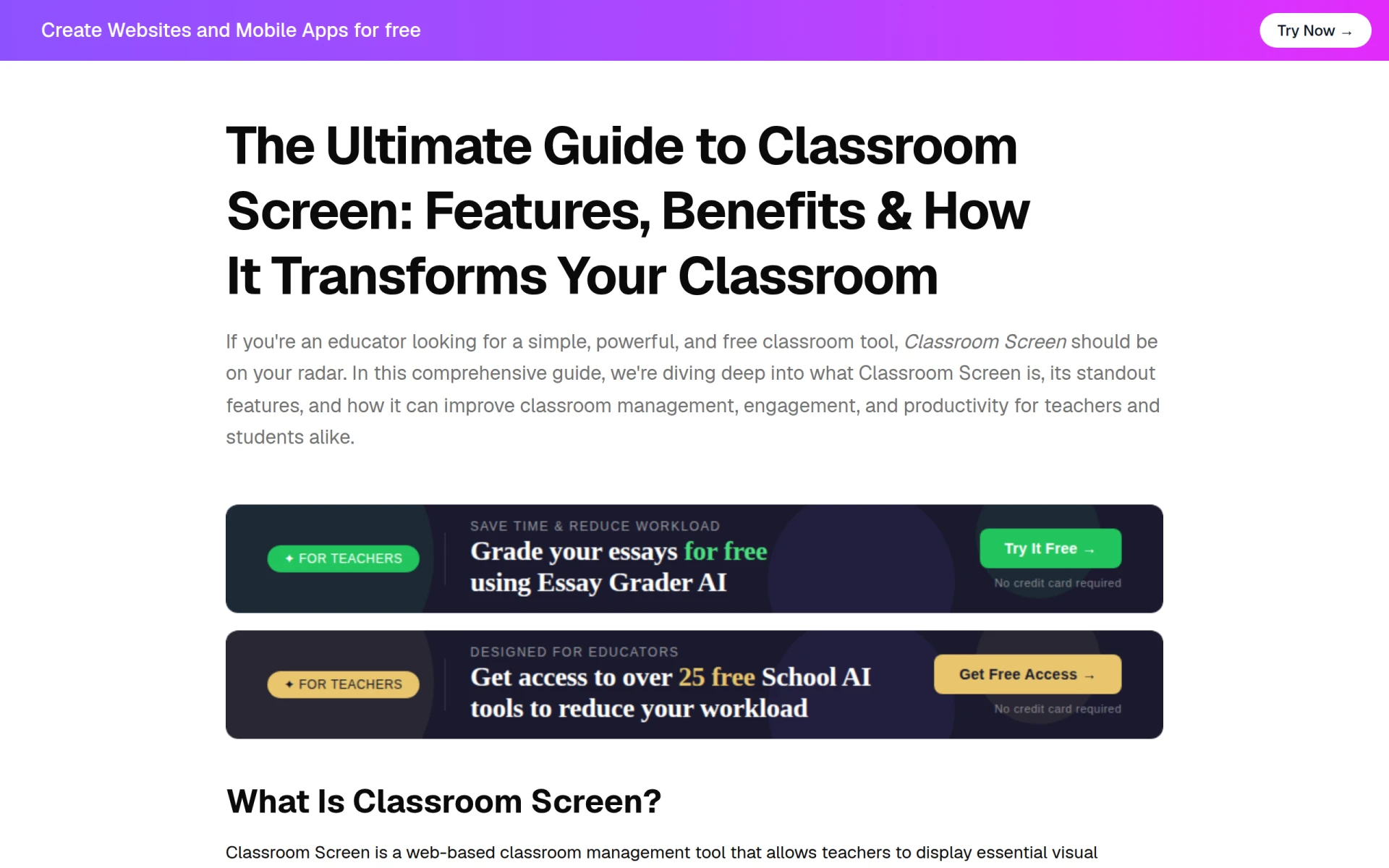 Classroom Screen feature image