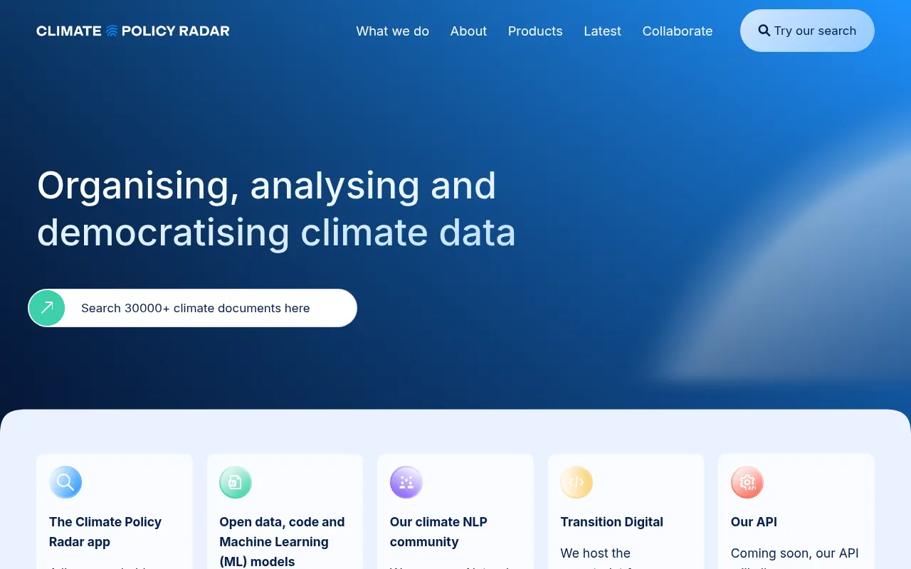 Climate Policy Radar screenshot