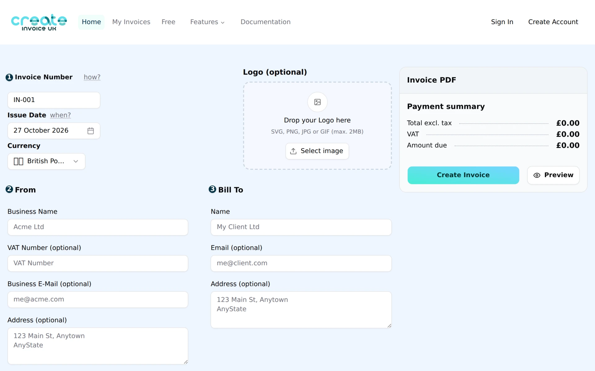 Create Invoice feature image