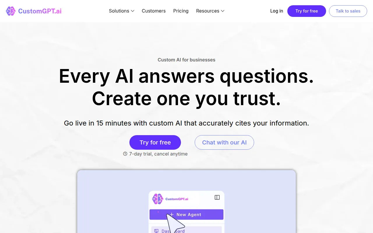 CustomGPT.ai screenshot