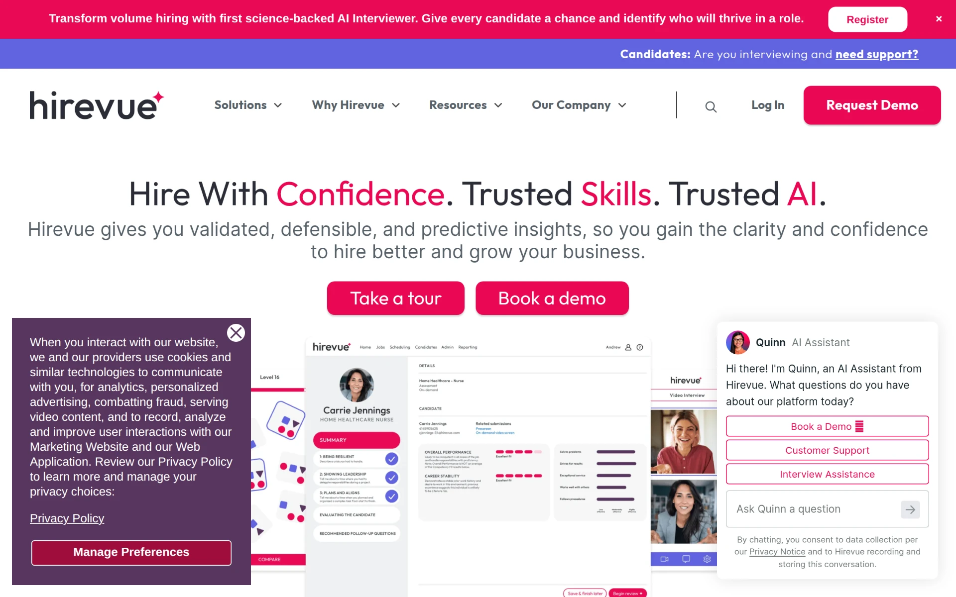 Hirevue screenshot