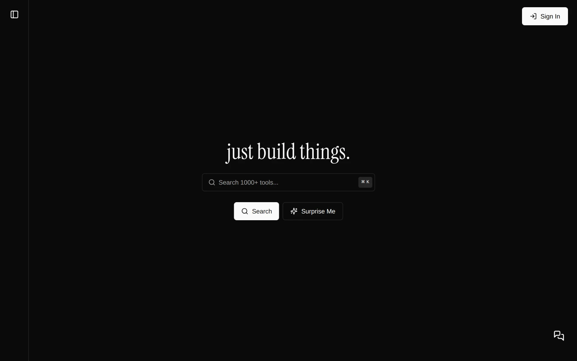 Just build things screenshot