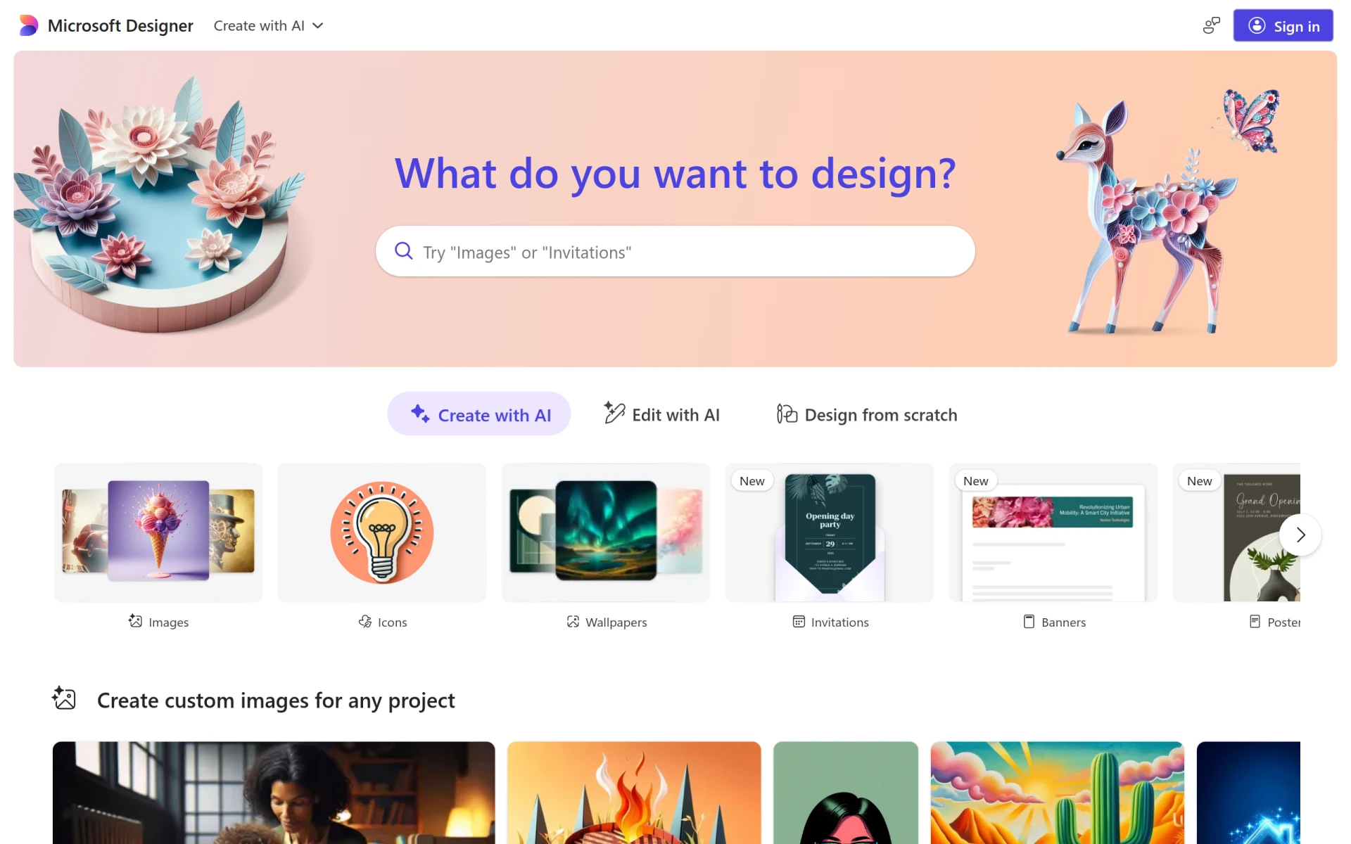Microsoft Designer screenshot