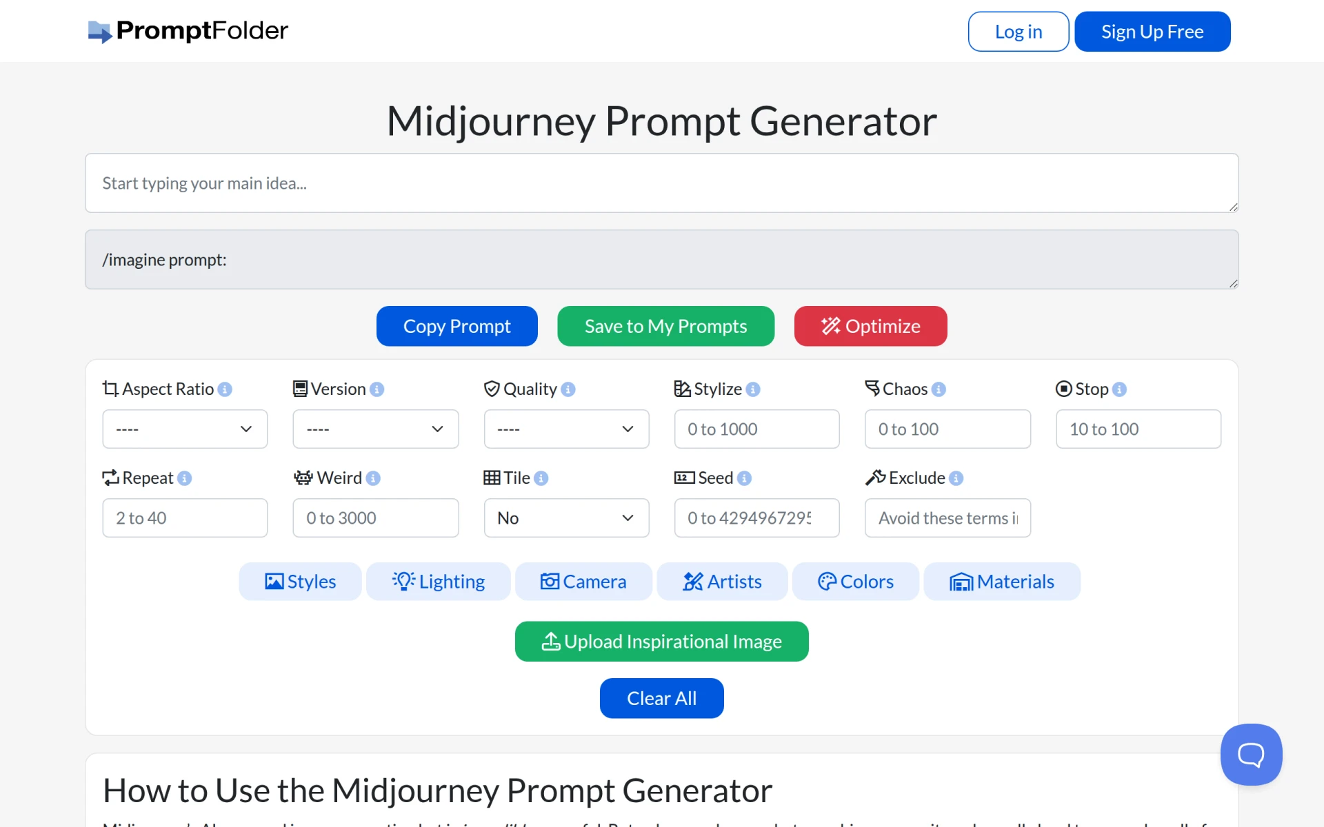 Midjourney Prompt Helper screenshot