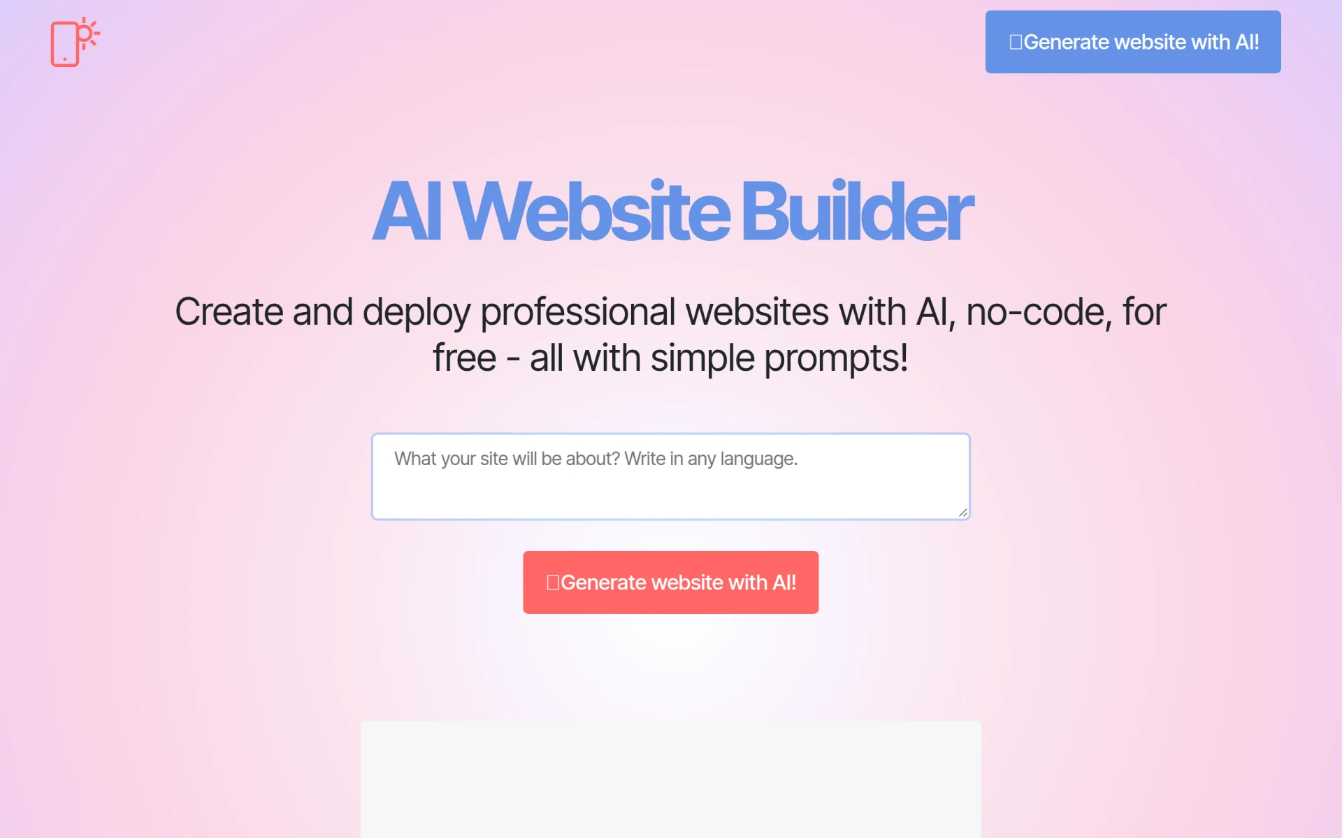 Mobirise AI Website Builder screenshot