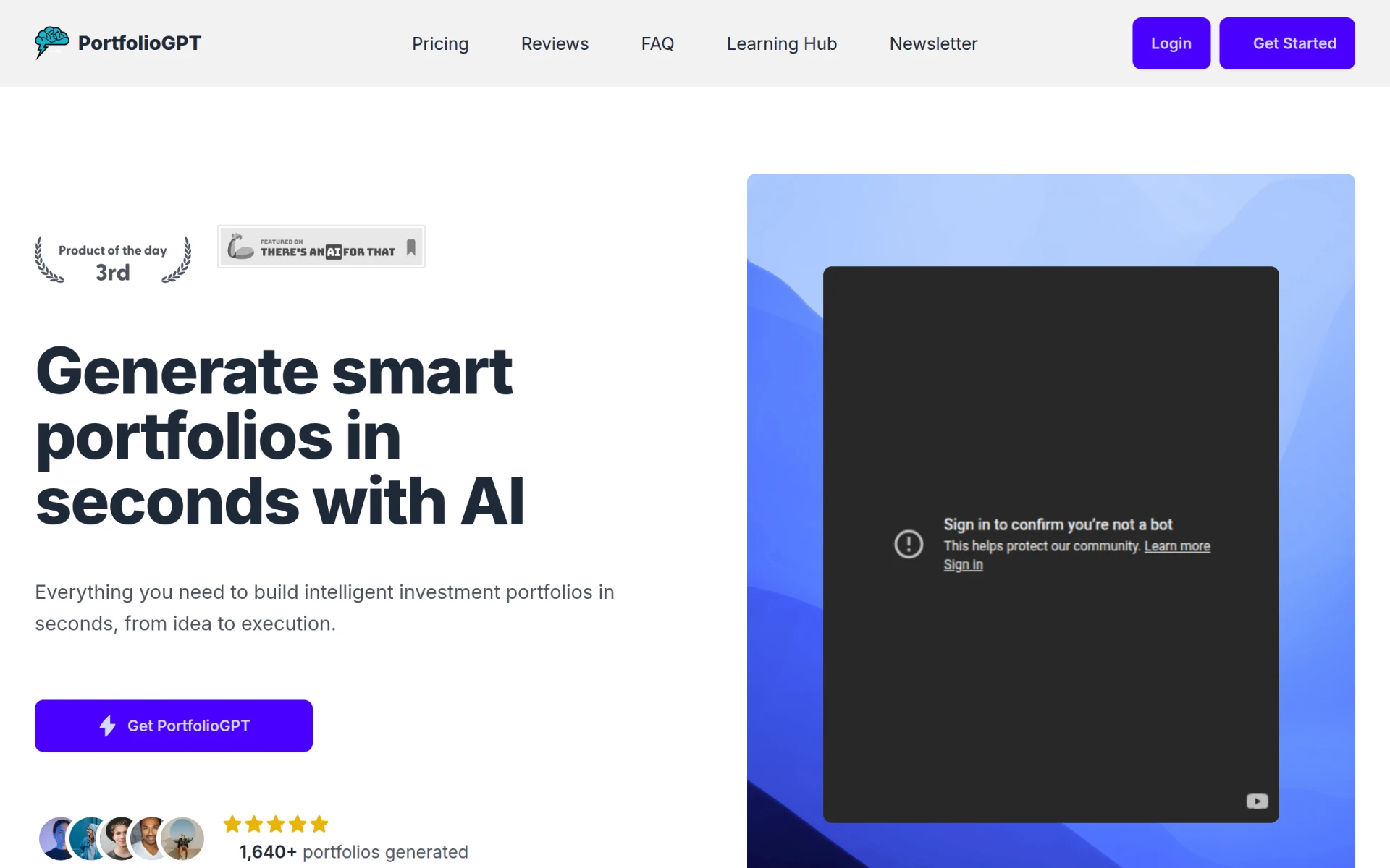 PortfolioGPT screenshot