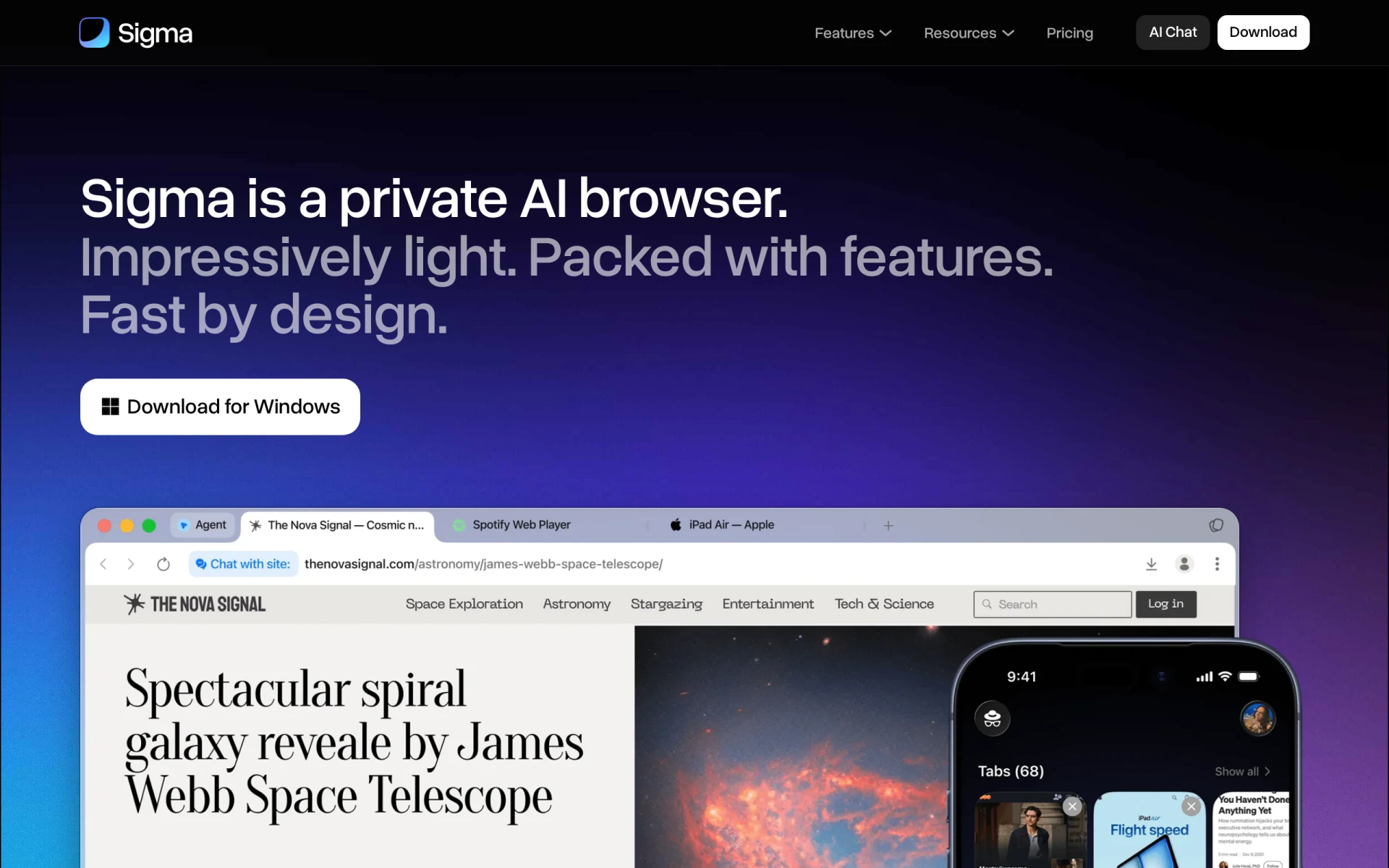 Sigma AI Browser feature image
