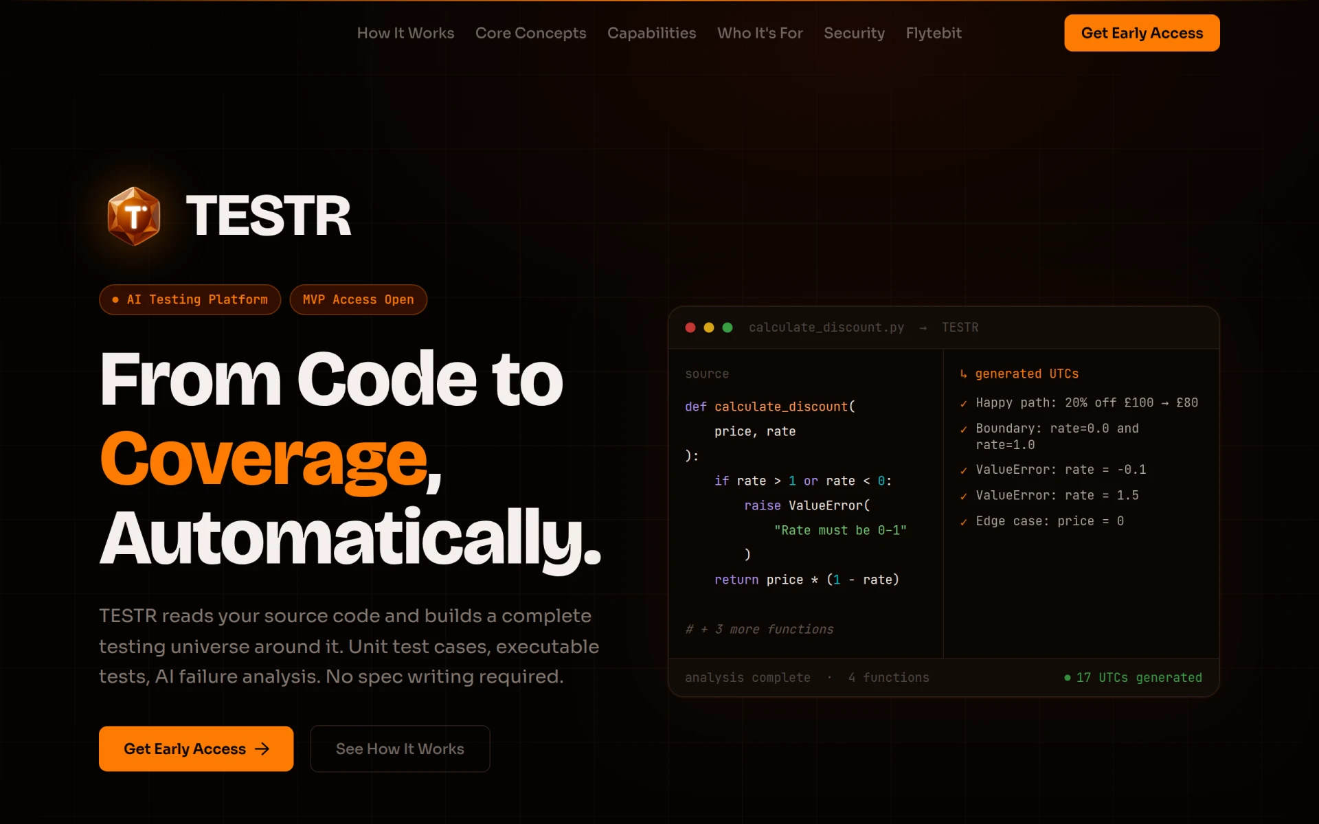 TESTR screenshot