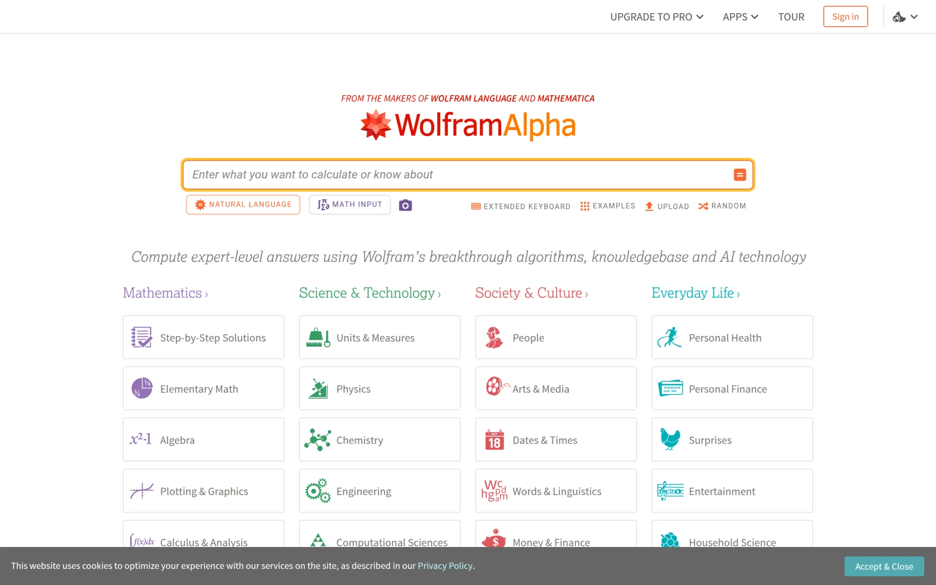 WolframAlpha screenshot